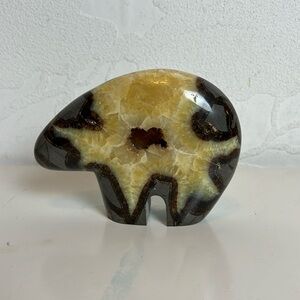 Utah Septarian Long Neck Bear with Calcite Crystal Cavity 4.5"